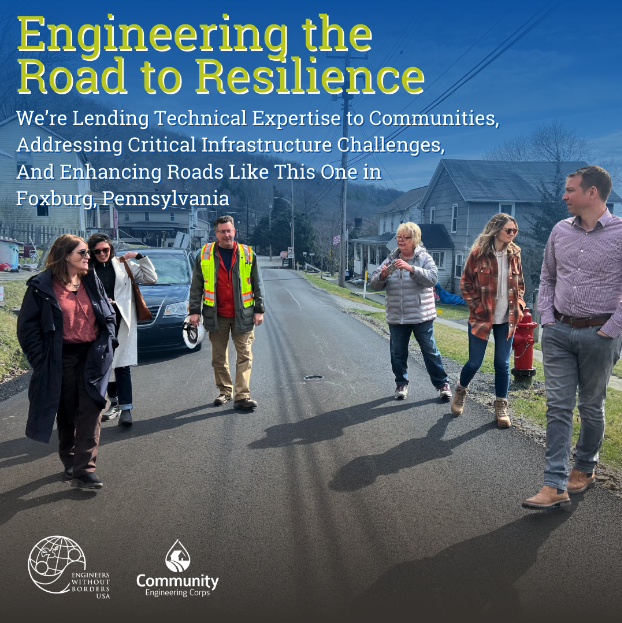 Engineering the Road to Resilience. We're lending technical expertise to communities, addressing critical infrastructure challenges, and enhancing roads like this one in Foxburg, Pennsylvania.