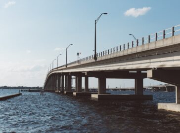 A large bridge across a body of water.